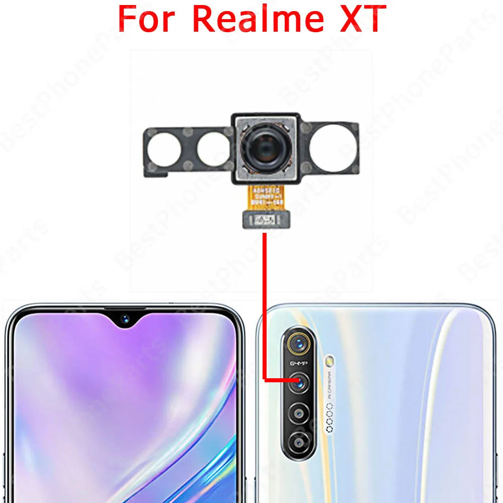 Front Selfie Rear Camera For Realme XT X7 X50 Pro 5G Facing Back View Camera Module Flex Cable Replacement Spare Parts