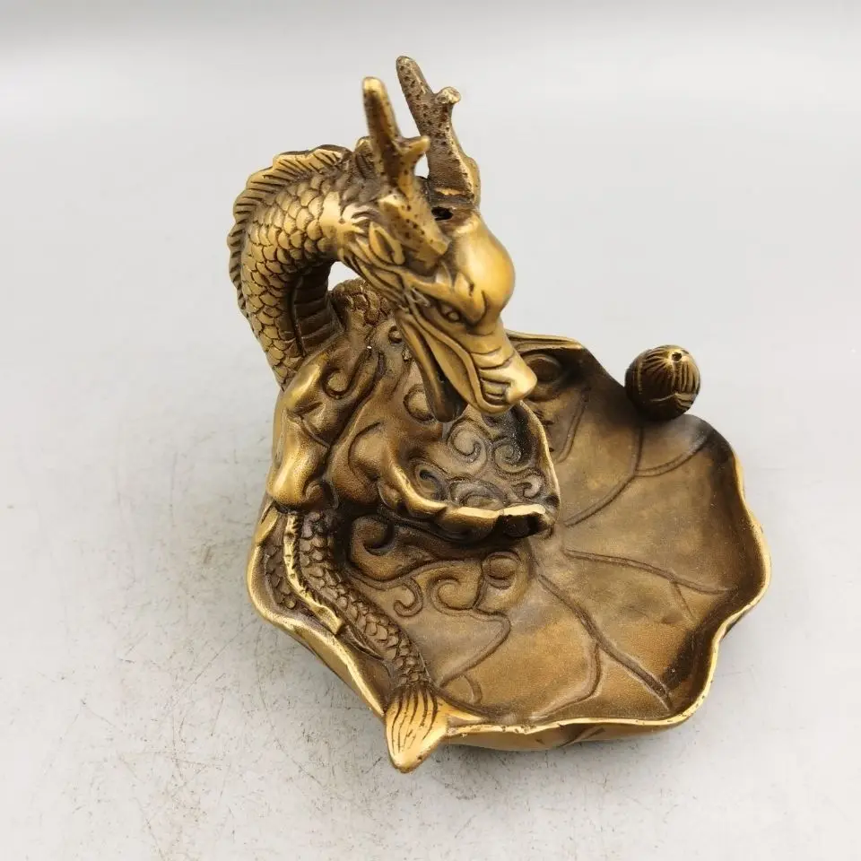 Dragon head lotus leaf Backflow Incense Burner Statue for Tea Home Decor Ornaments