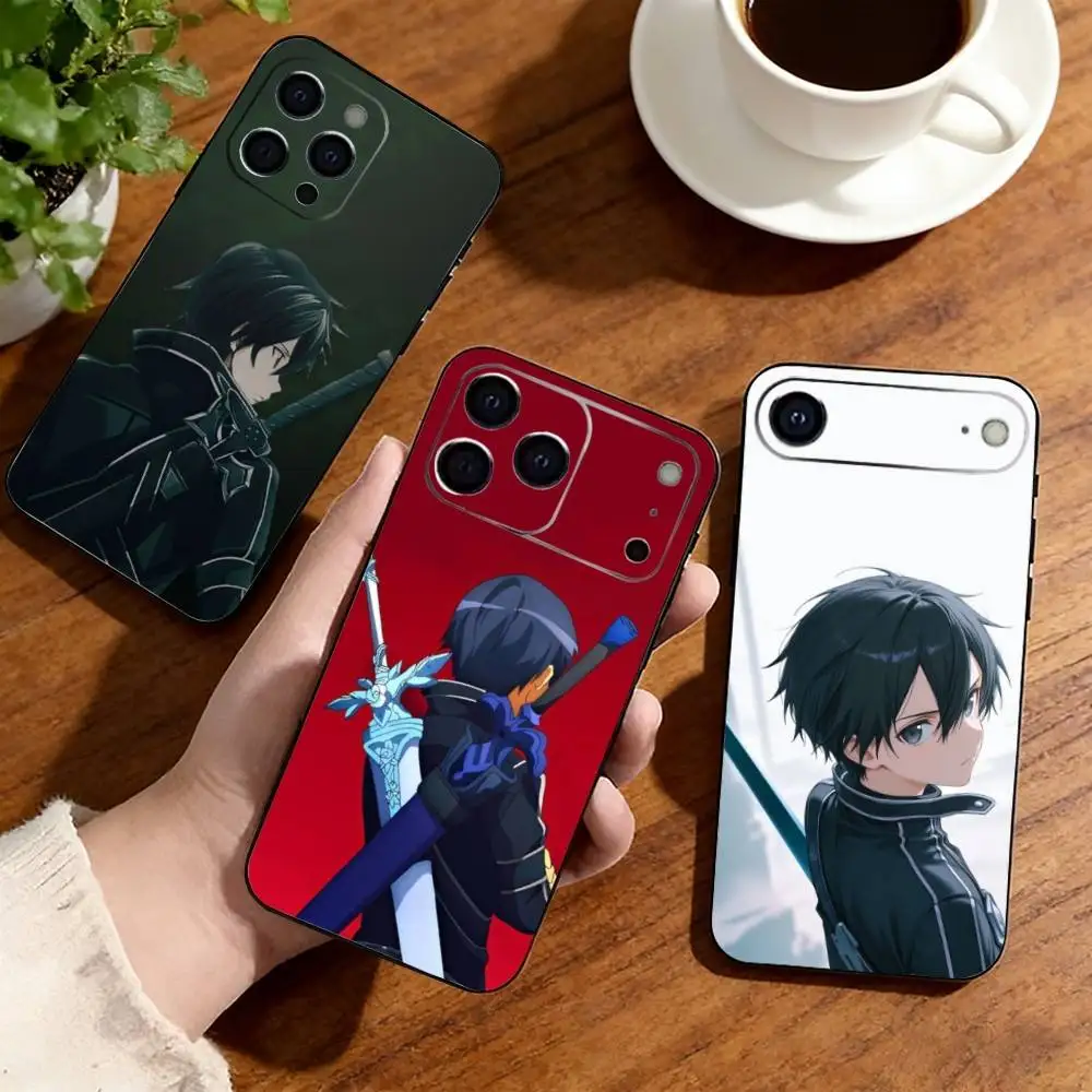 

Sword Art Online Kirito Phone Case For iPhone17,16,15,14,13,12,11 Plus,Pro Soft Silicone Black Cover