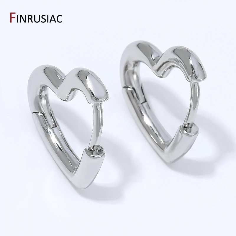 Rhodium Plated Brass Oval Heart Shape Earrings,Lovely Huggie Hoop Earrings For Women Fashion Jewelry Party Gift Accessories