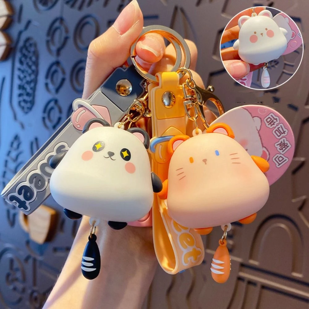 Fashion Double-Sided Siamese Cat Keychain Decoration Panda Cute Cat Keyring Jewelry Gift Exquisite Hamster Pendant Bag Hanging