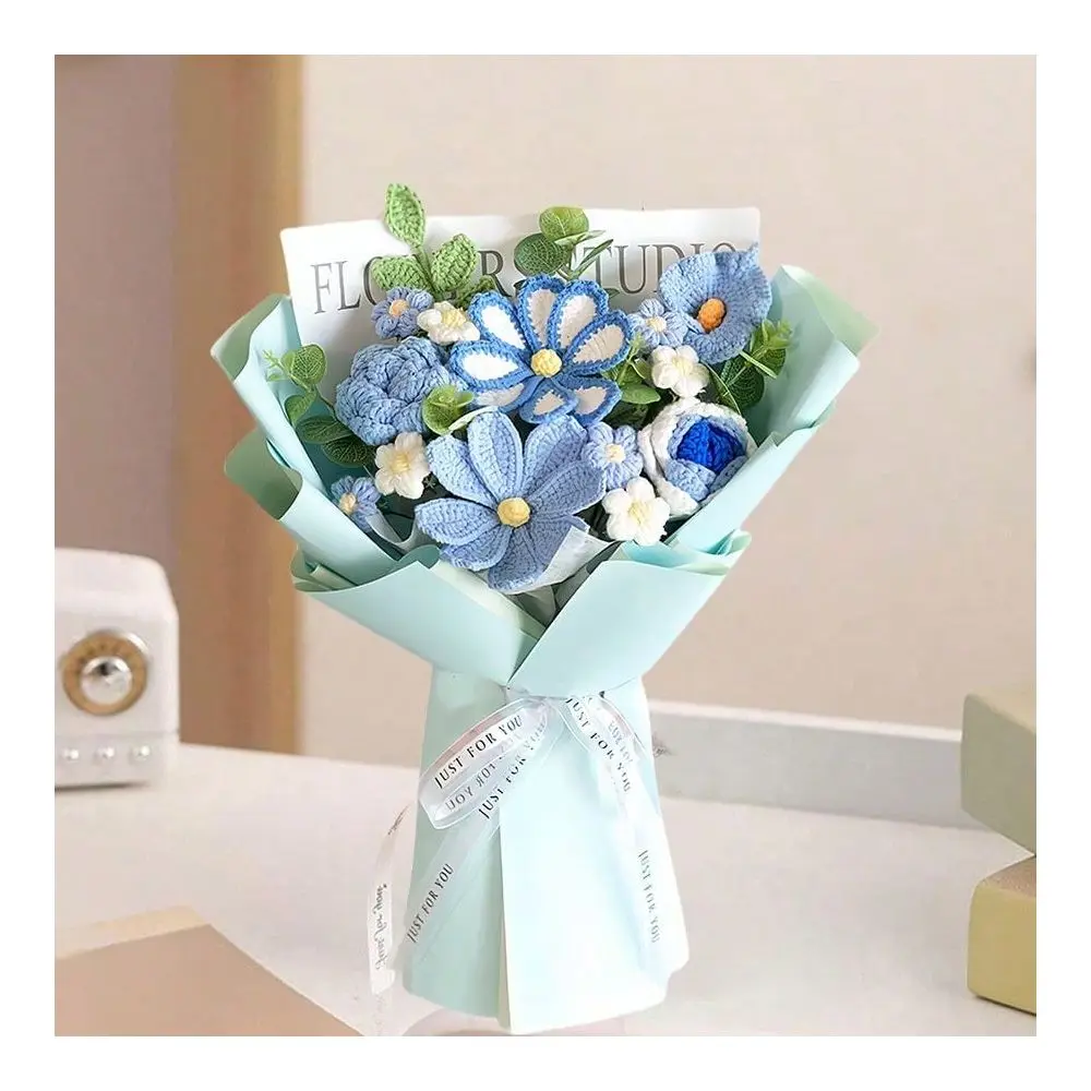 

Knitted Sunflower Bouquet, Handmade Artificial Flower Bouquet for Wedding, Graduation, Festival and Anniversary Gifts