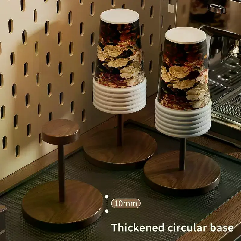 Walnut Colored Wooden Disposable Paper Cup Holder Stand for Coffee Corner Kitchen and Small Bar Counter Storage Kitchen Tool