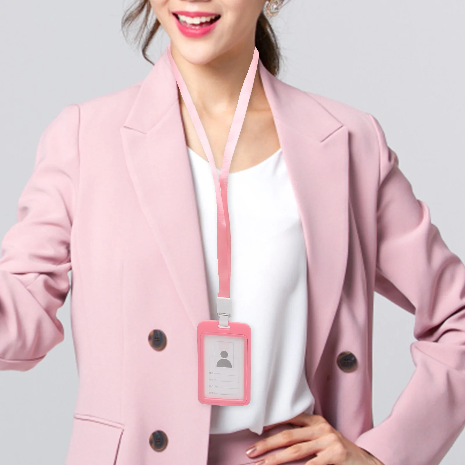 

1Set Chest Badge Holder Sleeve Id Badge Protector Office Student Teacher Staff Name Tag Holder Lanyard Card