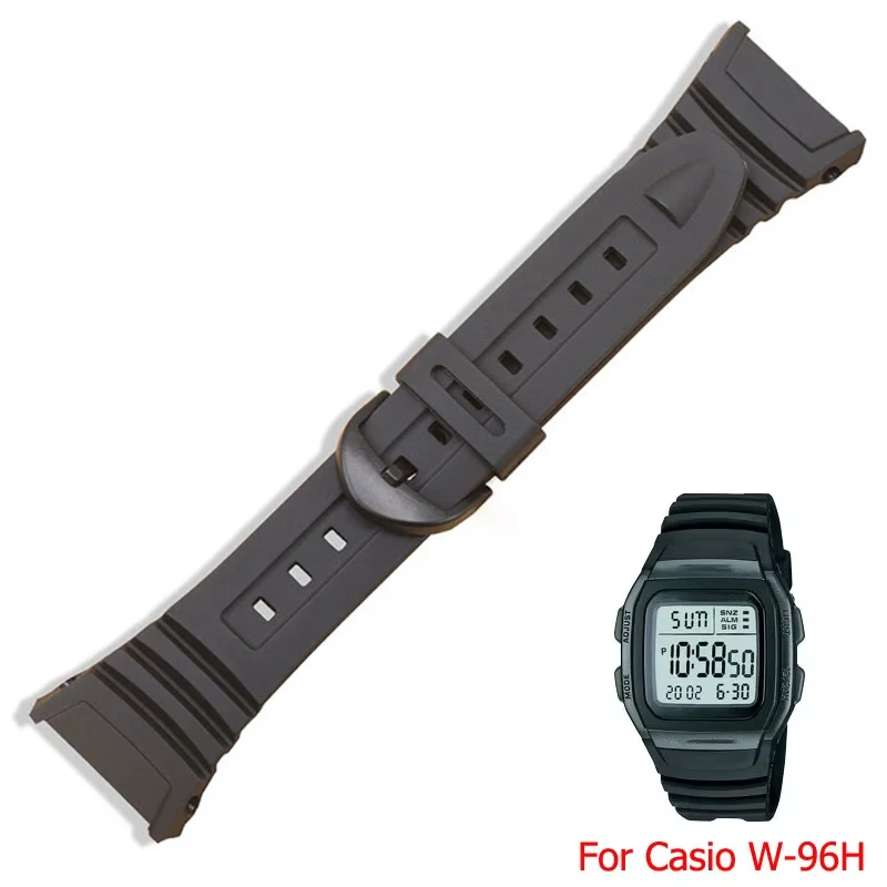 Black Resin Watchband for Casio W-96H Replacement Watch Strap W96H Bracelet Waterproof Sports Wristband