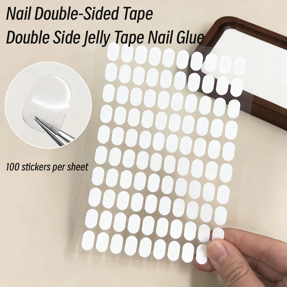 100pcs Double-Sided Nail Adhesive Tapes Acrylic Nail Art Work Display Board Paste For Nail Practice Stand Display Holder Tools *
