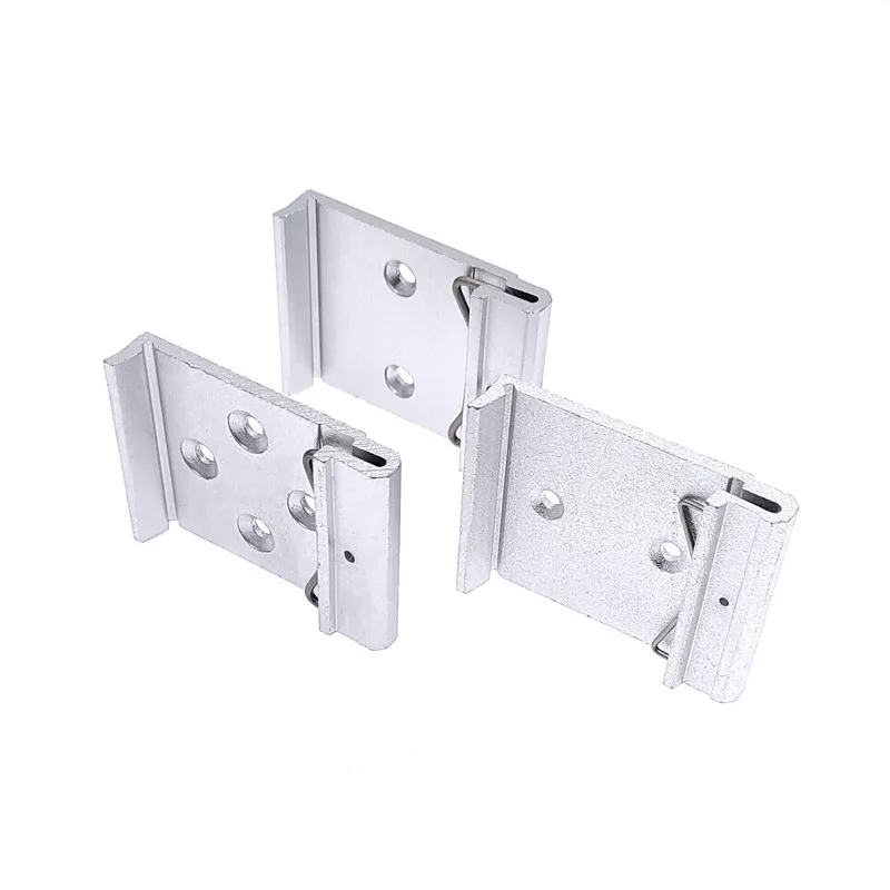 1pcs 35mm C shape buckle Simple fixing rack with mounting holes DIN guide rail buckle Aluminum alloy Slideway clasp bracket image 4