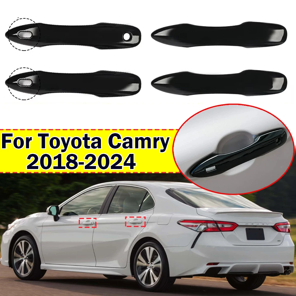 Für Toyota Camry 2018-2024 Türgriffabdeckung Schutz mit 1 Loch 2 Smart 4 Stück Glänzend Schwarz Außengriffschutz Zubehör – Detail 1
