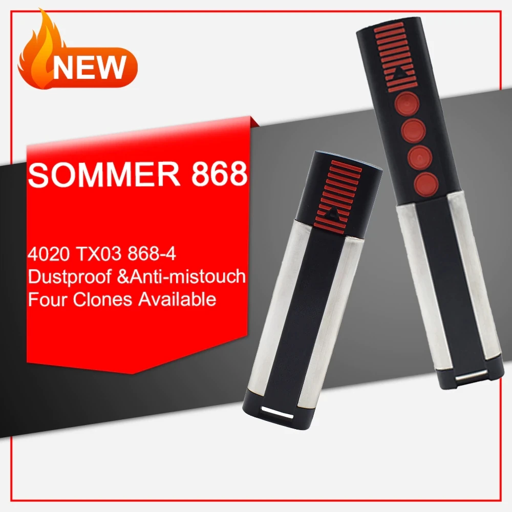 Handheld transmitter Sommer 4020 4026 TX03 868-4 868 MHz Garage Door 4-button slide cover Remote Control