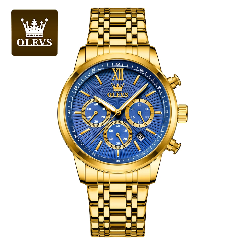 

OLEVS Quartz Men's Watches Chronograph Calendar Three Small Dials Waterproof Luminous TOP Brand Quartz Watch for Men 2023 Trend