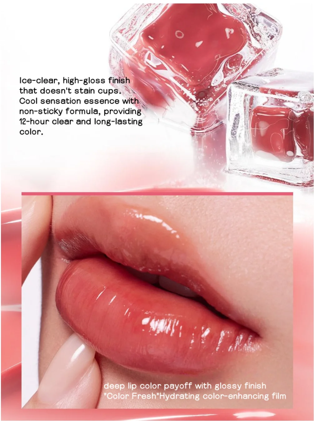 Judydoll Brillo de labios acuoso de doble acabado 2,4 g Color hidratante nutritivo Cosméticos de maquillaje frescos