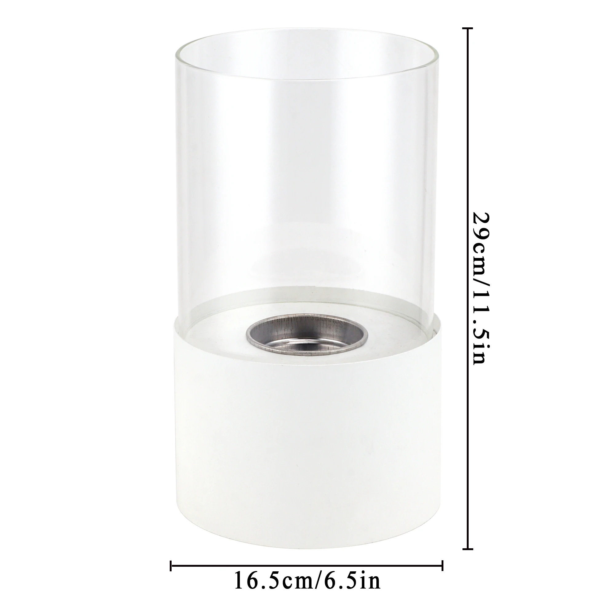 STLF LZS Round White Metal Candle Holder with Glass for Tealight Candle Holder  for Home Decor (US Stocks)