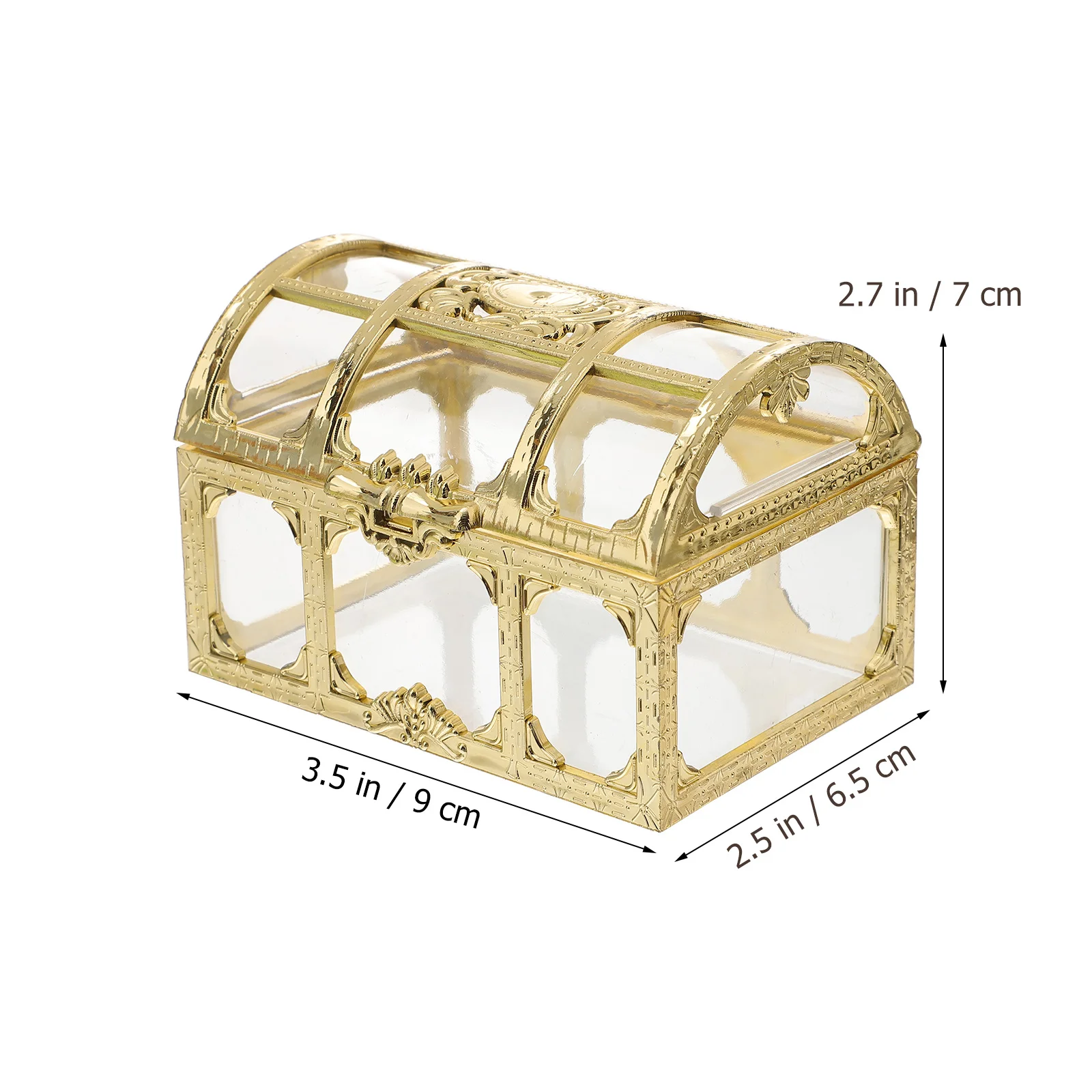 

2Pcs Crystal Jewelry Box Transparent Plastic Treasure Chest Storage Organizer Keepsake Gift for Wedding Family Friends