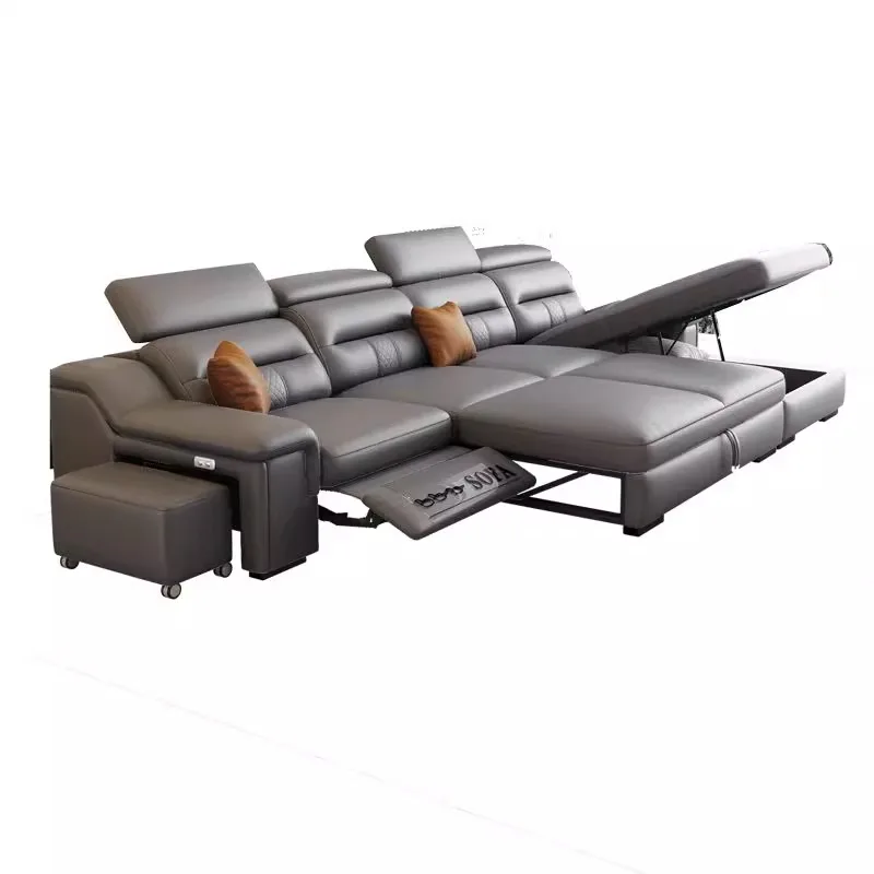 #For Genuine Leather Electric Motor Recliner Rectangle Shape One Seat Sectional Storage  Sofa Extendable Feature for Living Room