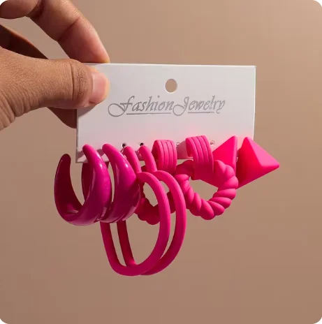 Trend Geometric New 4pairs Colorful Heart Circle Acrylic Earring Hoops for Women Korean Stud Earrings Fashion Jewelry Gift Gift