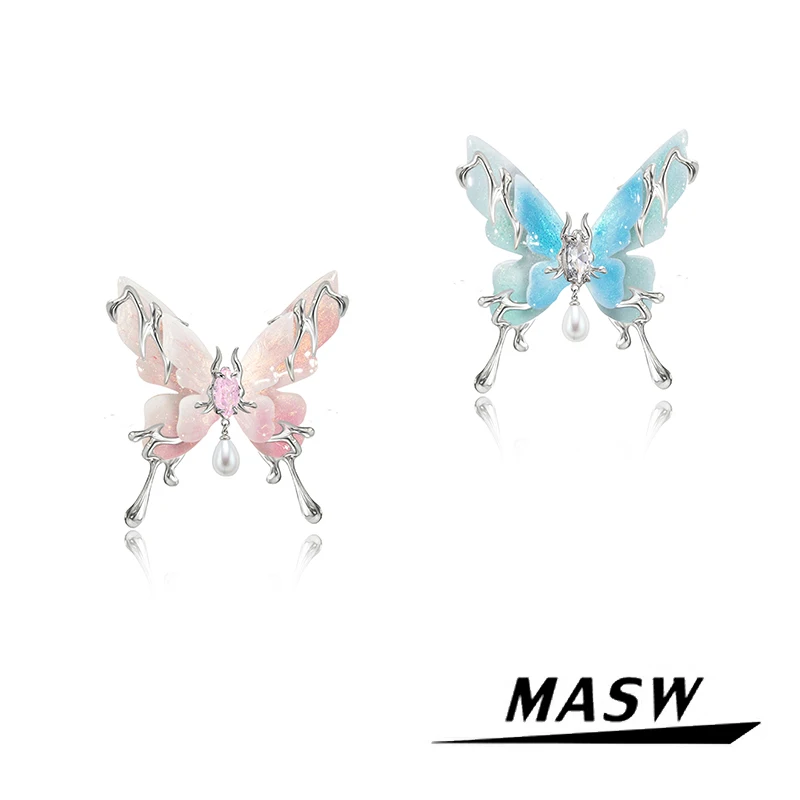 MASW Original Design Spring Summer Style Colorful Butterfly Earrings For Girl Women Party Gift Sweet Temperament Fashion Jewelry