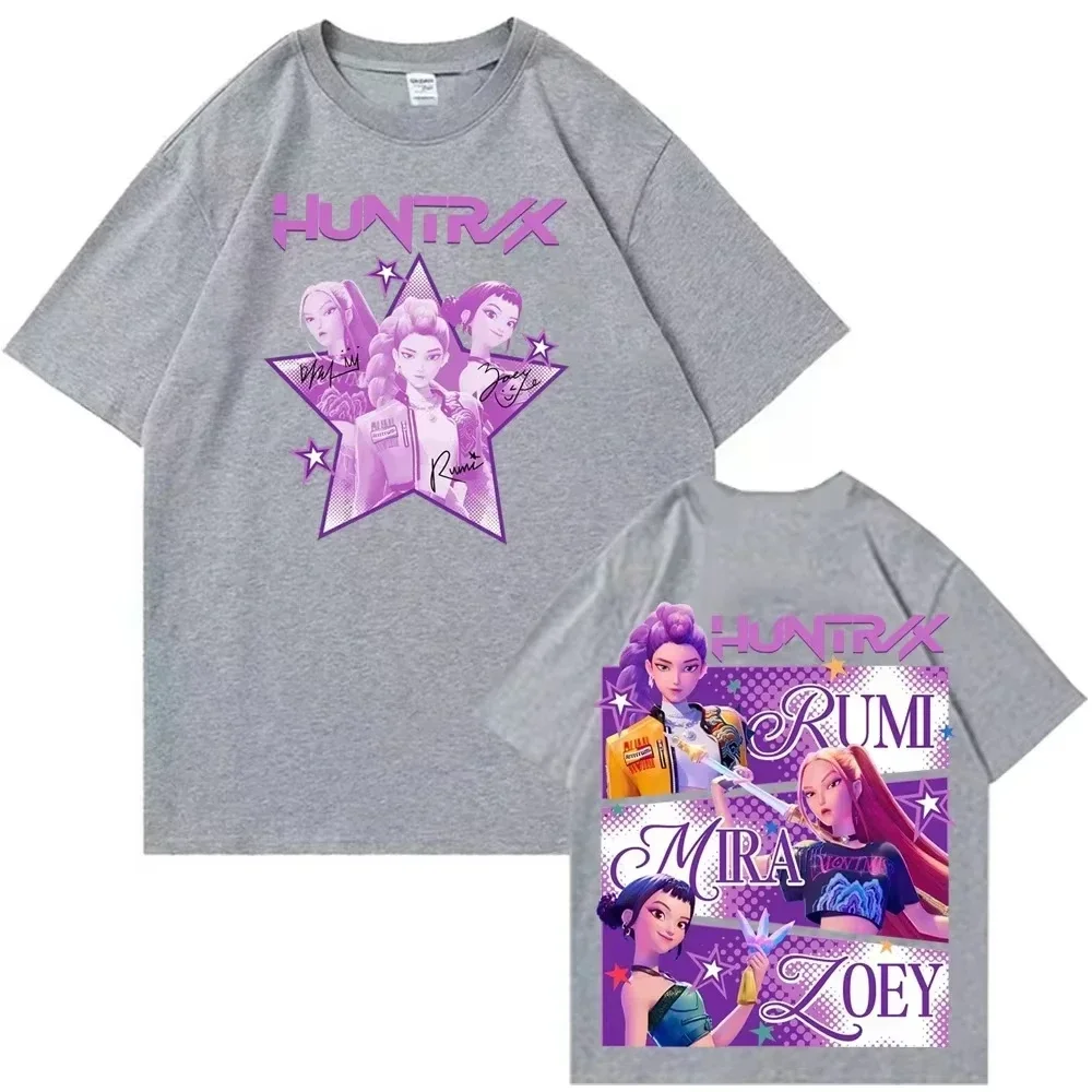 Kpop Demon Hunters Fanmerch Mira Rumi Zoey Huntrix Camicia Camicie grafiche estive Fan Gift Donna Uomo Casual Cotone T-shirt oversize
