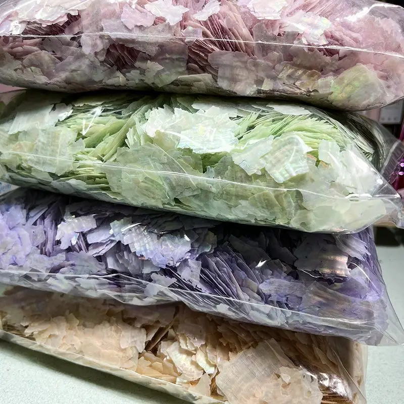 100g/パック ボハイ湾アワビネイルジェム - 虹色マーメイドマニキュア用の超薄型天然シェルフラグメント