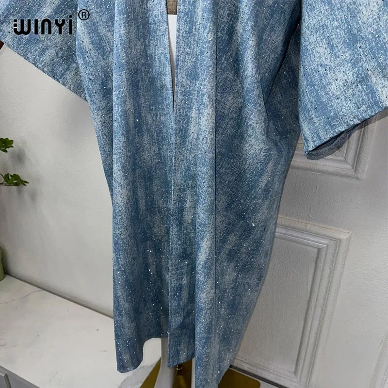 Summer WINYI fashion coat for women new 2024 Loose OverCoat autumn Sequin cowboy long down coat swimsuit cover up kimono