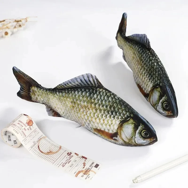 1pc Creative and Quirky Gift Simulated Fish Pen Bag Simulated Crucian Carp Stationery Bag