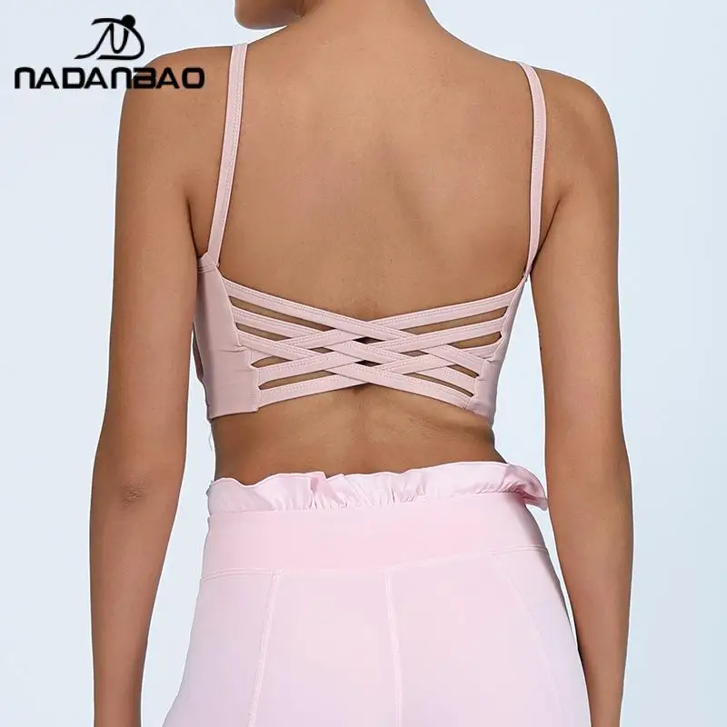 Nadanbao Sexy Slim Naked Yoga Bra Women's Shockproof Gather-Up Sports Vest Beauty Back Ladies Fitness Top Quick-Drying Underwear