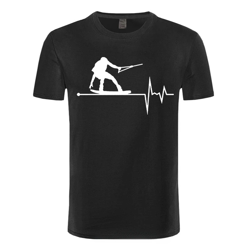 Wakeboard In My Heartbeat Pulse Tshirt Christmas Day High Quality Classic Fashion Vintage T Shirt Mens Camisa Hombre Clothes