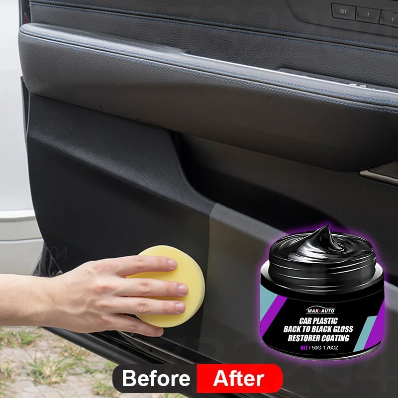 Restaurador de plástico para coche, agente de revestimiento de cera para renovación de paneles y cuero Interior de coche, brillo negro, revestimiento de reparación y pulido automático