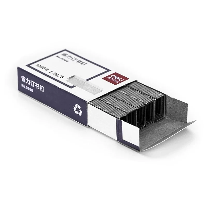 1000pcs/Box Deli 26/6 Labor-Saving Staples Binding 25 Sheets Stapler School Office Supply Student Stationery Business Tool