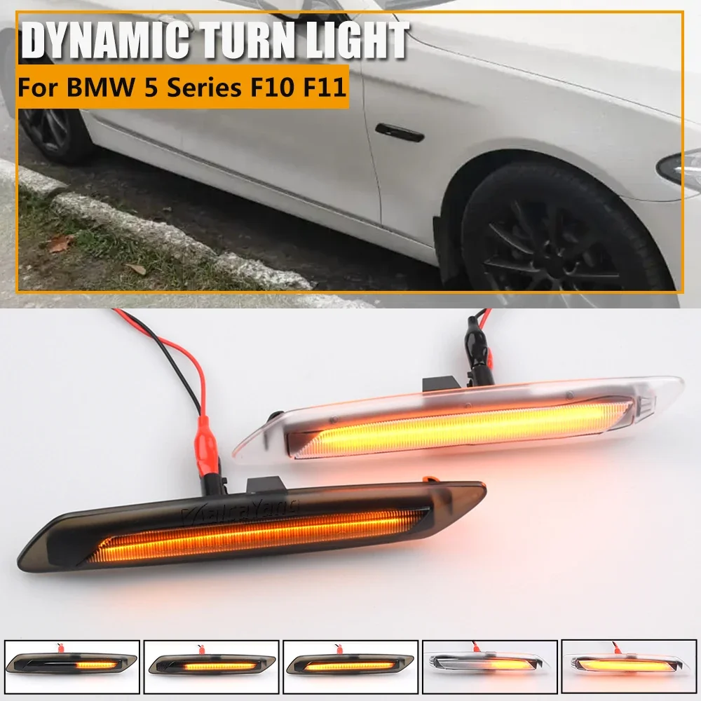

2PCS Dynamic LED Turn Signal Sequential Side Marker Light For BMW 5 Series F10 F11 528i 528iX 535i 535iX 550i 550iX Hybrid 5