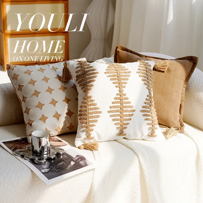 Cute and Minimalist Pillowcases, Brown and Minimalist Styles, Living Room, Animal Cream Sofa, Mattress, Cushion and Pillow
