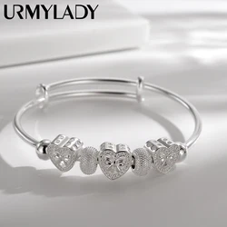 925 Sterling silver Cute woman Heart Bangles for lady bracelets wedding party wedding jewelry Holiday gifts designer charms