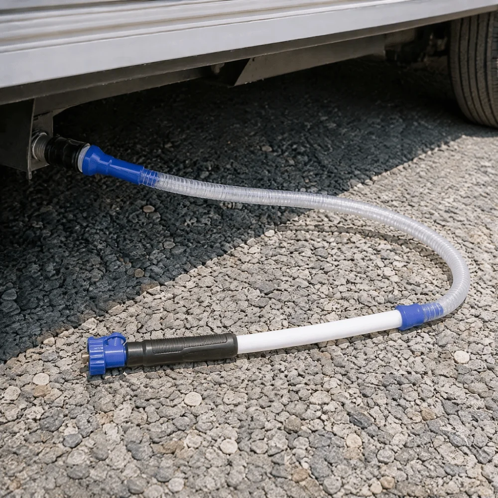 48 Inch Length RV Cleaning Wand Ball Valve Switch 3/4 Inch Inlet Thread Black Tank Cleaning Wand 360 Rotating Nozzle