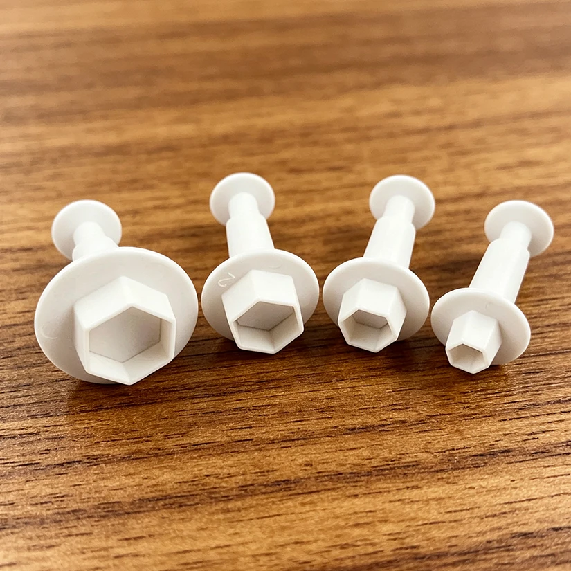 4 Teile/satz Sechseck Form Fondant Kuchen Dekorieren Gum Paste Gebäck Zucker Handwerk Cutter Mold Werkzeuge – Detail 3