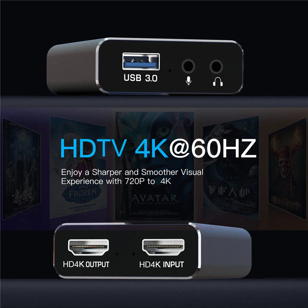 MZX 4K Video Capture Card Board Recording HDMI-Compatible 60Hz 30Hz USB 3.0 1080P 60fps 30fps Grabber Capturing Game Capturer - view 5