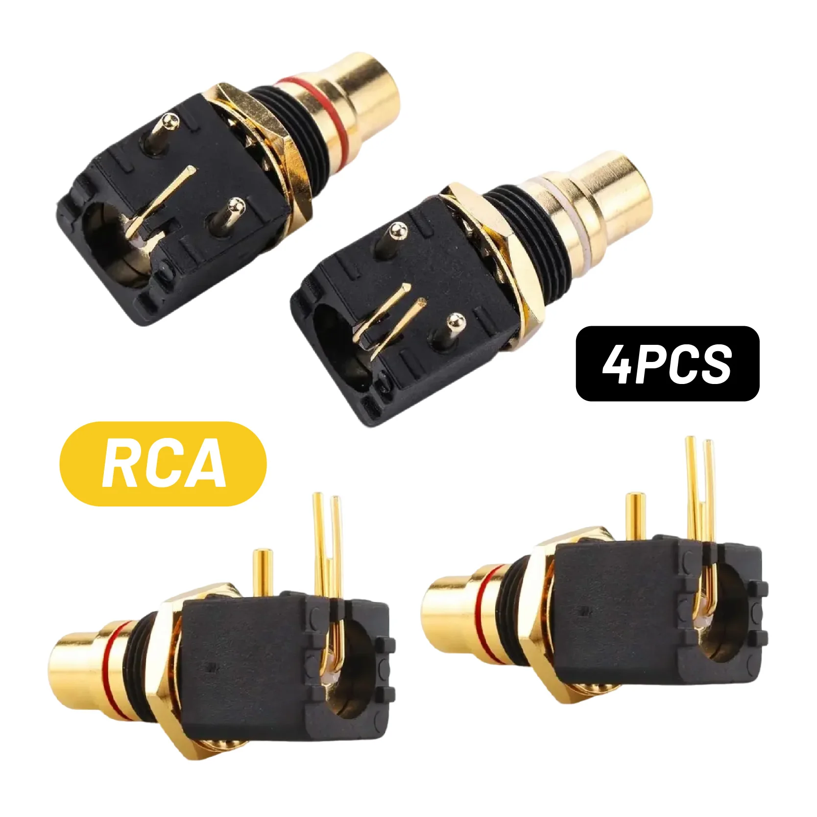 

2/4Pcs Copper Gold Plated RCA Terminal Female Jack PCB Panel Mount Phono Audio Socket Connector