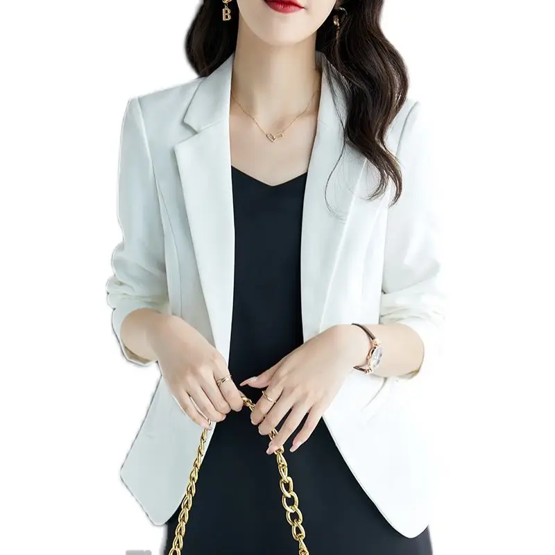 Abbigliamento donna Trend 2025 Blazer Donna Vita leggera chiusa Doppio strato Stile ampio Oro Premium Protezione solare a tre bottoni