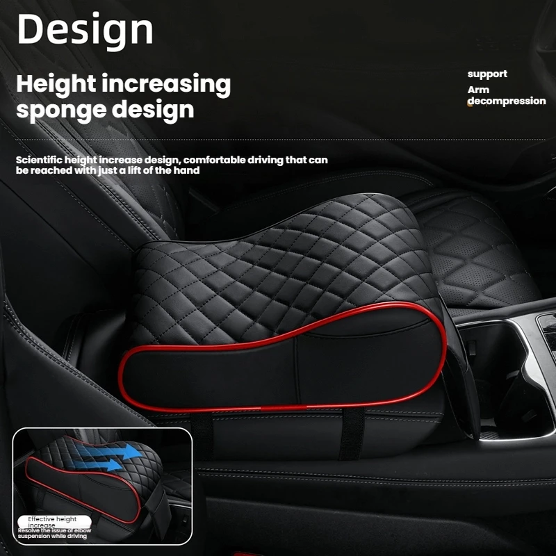 Geschwungene PU-Leder Auto Mittelkonsole Armlehnenauflage Stützpolster Armlehnenbox Schutzpolster Kleine Aufbewahrungstasche – Detail 10