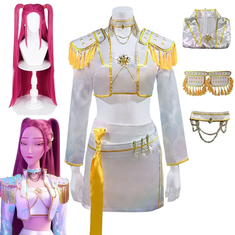 

Kpop Demon Hunters Mira Cosplay Costume Disguise for Women Girls Jacket Skirt Wig Roleplay Outfits Halloween Carnival Suit