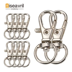 5pcs/10pcs Silver Plated Lobster Clasp Hooks Split Key Ring Swivel Connector Carabiner for Jewelry Finding Making DIY Handcrafts