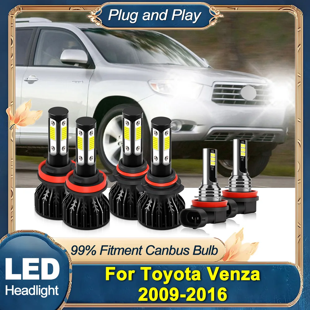 

LED Headlight 6000K White COB Chips 45000LM High Low Beam Headlamp Fog Light Super Bright For Toyota Venza 2009-2014 2015 2016