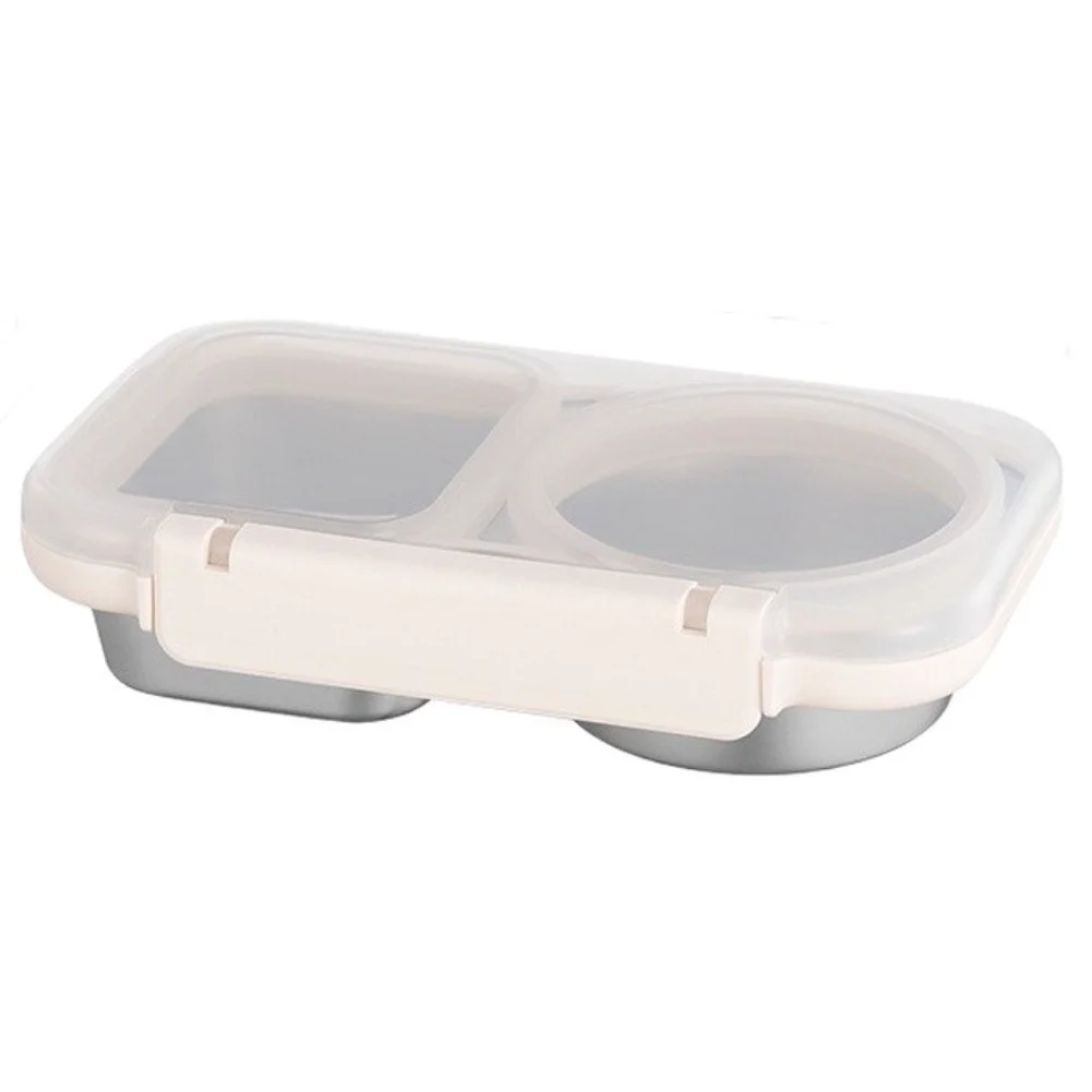 2 Compartment Stainless Steel Snack Container with Leakproof Closure for School Office Gym and Travel Settings