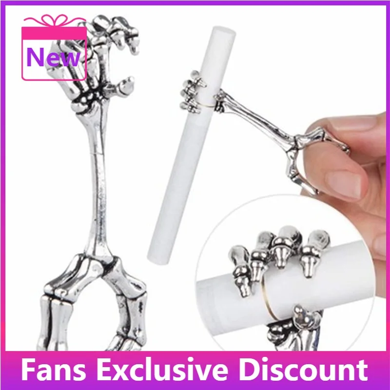 2022 NEUE Stil Hand Knochen Rauchen Ring Personalisierte Ring Zigarette Halter Starke Rauch Zigarette Halter Halter Schädel Muster