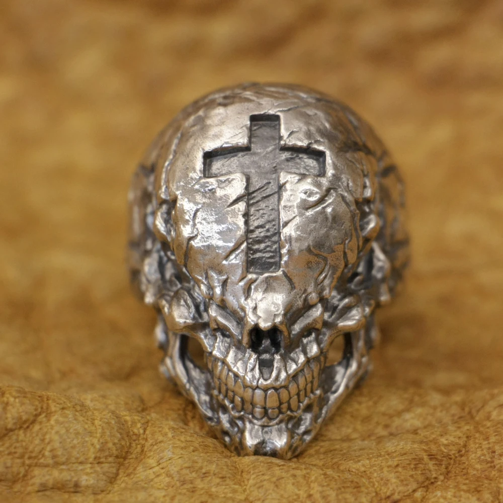 Huge Cross Skull 925 Sterling Silver Ring Biker Rock Punk Jewelry TA422 US Size 7~16 BZ