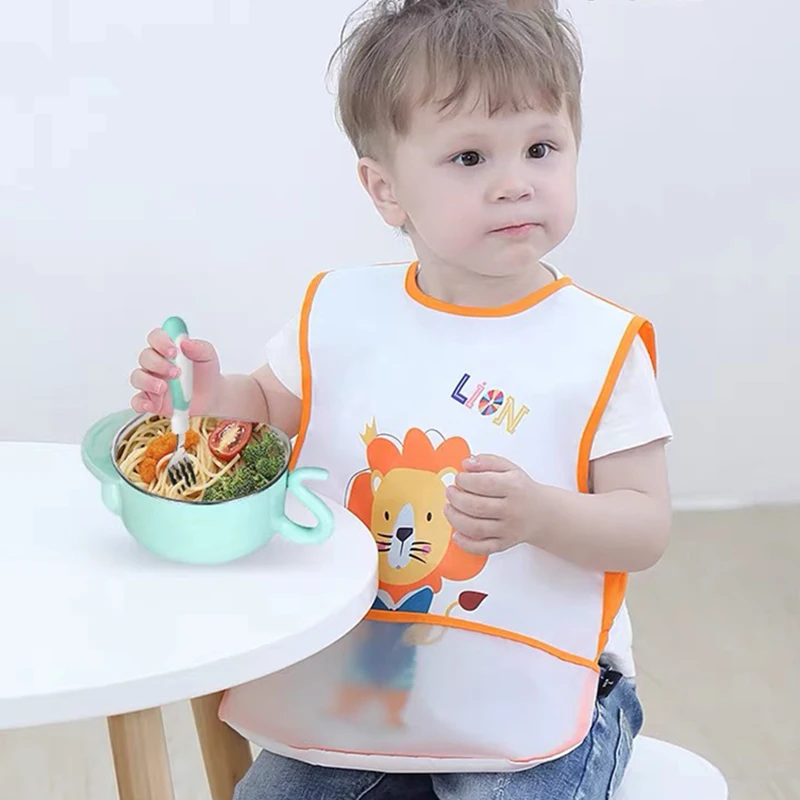 Baby Kids Toddler Long Sleeve Scarf Waterproof Art Smock Feeding Bib Apron Pocket Infant Boys Girls Burp Cloth Bandana Bibs