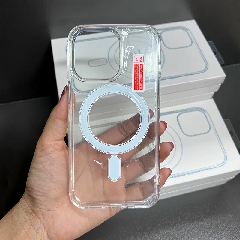 حافظة هاتف Magsafe مغناطيسية أصلية شفافة لهاتف آيفون 17 Air 16 Pro Max 15 14 13 12 11 غطاء حماية مضاد للصدمات
