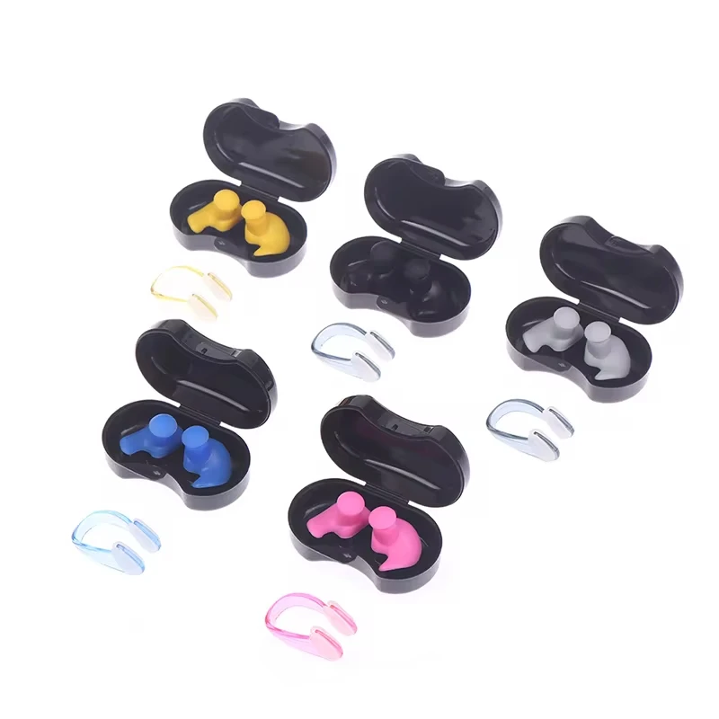 DIZETION Summer Swimming Earplugs Nose Clip Silicone Waterproof Diving Ear Plugs with box