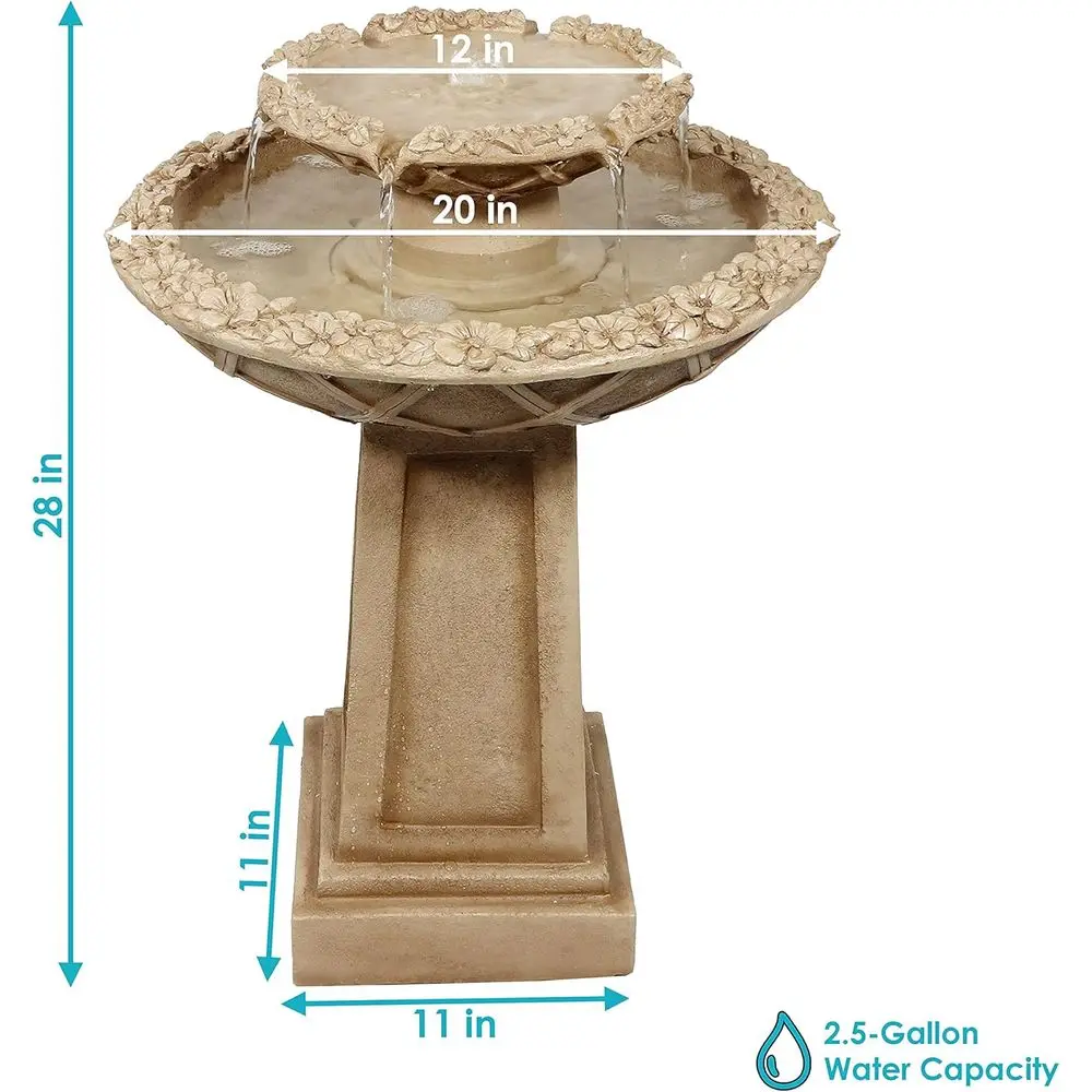 Beveled lower 28-Inch 2-Tier Outdoor Water ountain - Backyard Water eature & Bird Bath or Patio, Yard or Deck - view 3