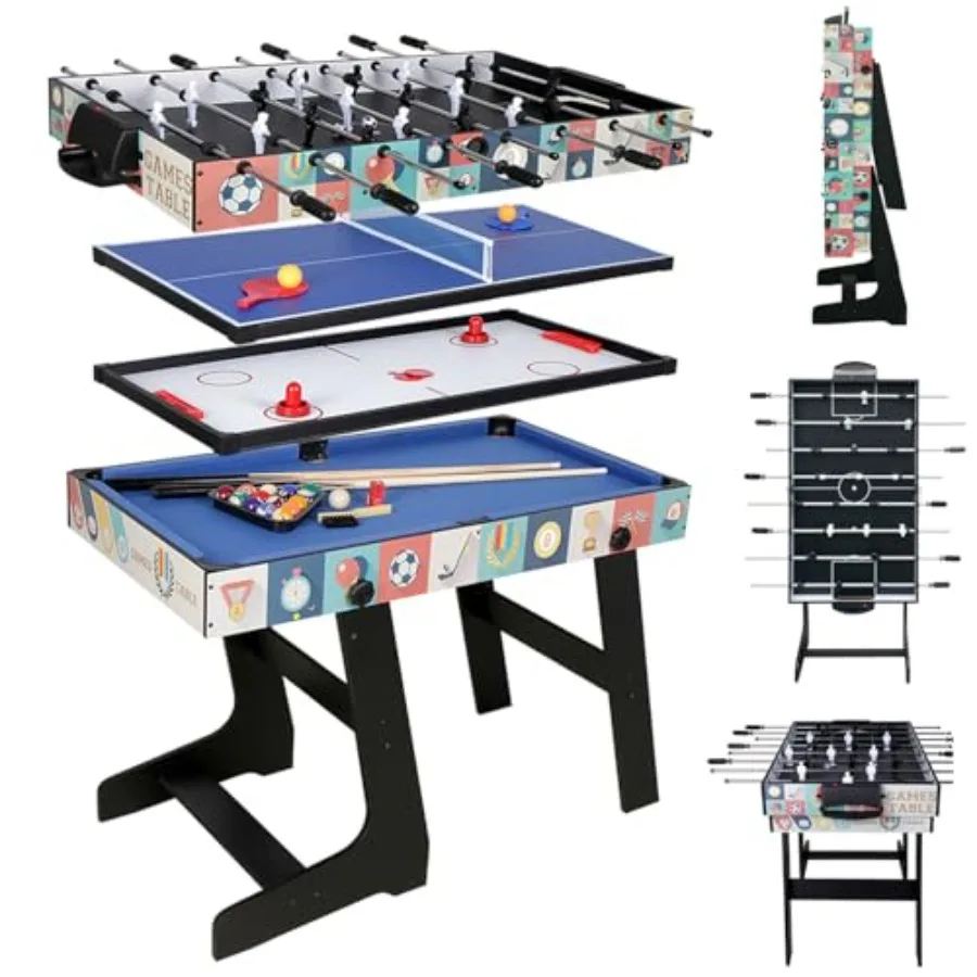 

4-in-1 Multi Game Table 48inch Folding Combo Game Table Football Table Billiards Table Pool/Snooker Table Hockey Table Table Te