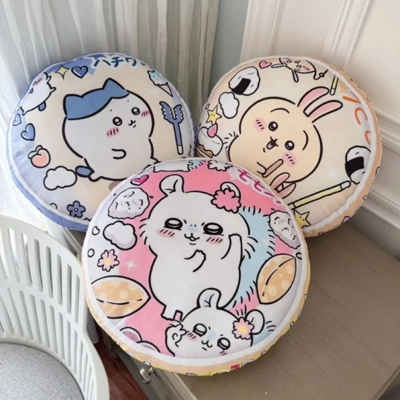

Very Soft Chiikawa Round Plushies Cute Hachiware Usagi Double Sided Printed Pillow Cuddly Plush Toy Washable Sofa Bed Home Decor