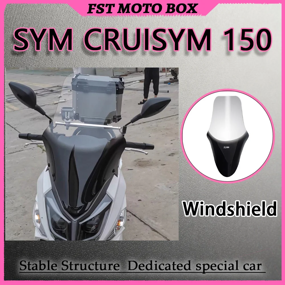 FOR SYM CRUISYM 150 Extended Front Wind Deflector High-Definition Weather-Resistant PC Windscreen with UV Resistance